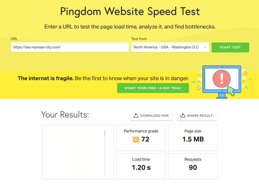 Pingdom Site Speed Audit